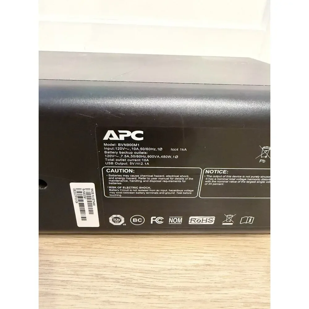 APC Back-UP BVN900M1 Battery Backup Surge Protect 9 Outlet 1 USB 480W w/ Battery